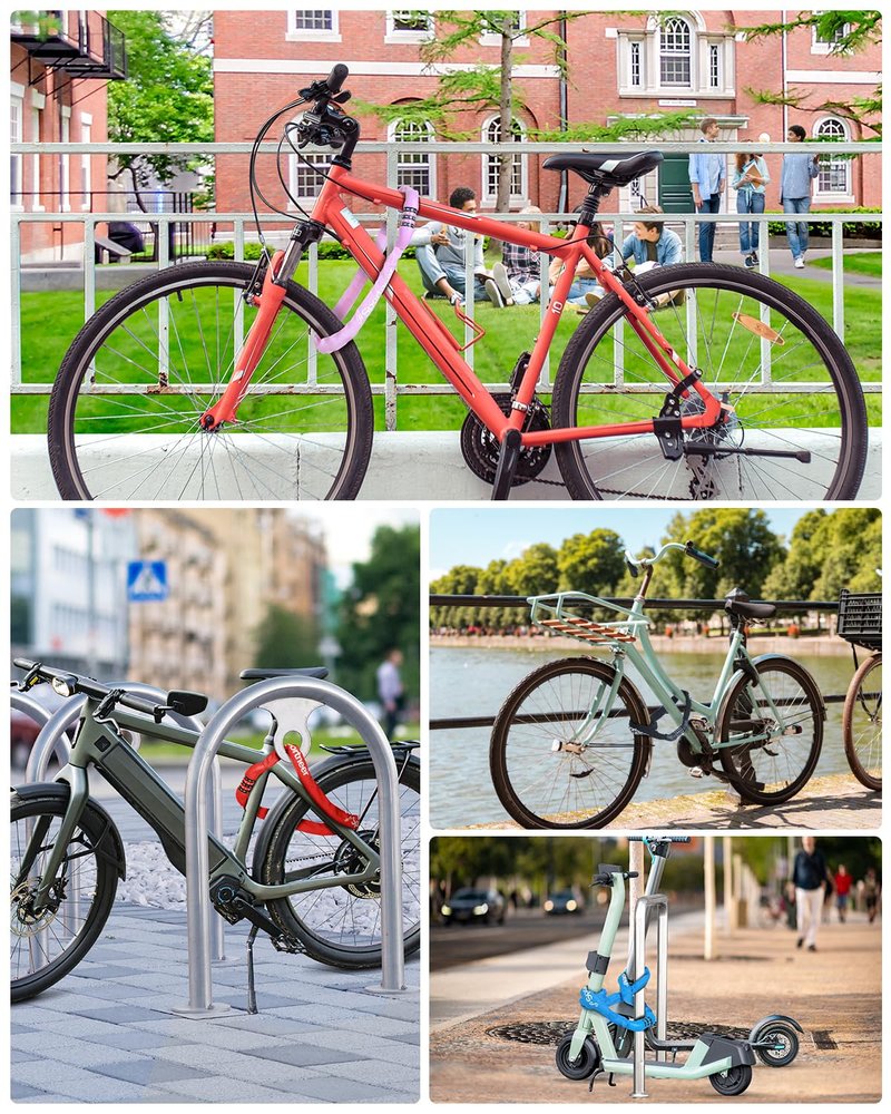 Sportneer Bike Lock: 5 Digit Combination High Security Anti Theft Bike Chain Lock - 3.2/3.6/4ft Heavy Duty Resettable Keyless Bicycle Lock for Bike, Motorcycle, Scooter, Door & Gate - 6mm Thick Pink