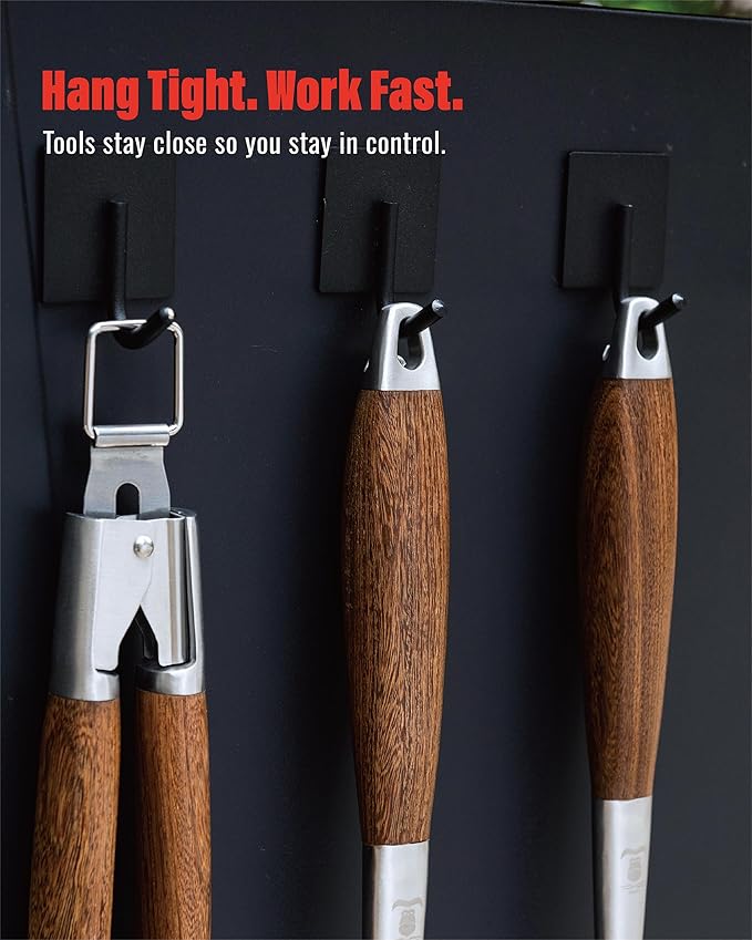 Heavy-Duty Dikela Wooden BBQ Grilling Tools Set. Extra Thick Stainless Steel Multi-Function Spatula, Fork & Tongs | Essential Accessories for Barbecue & Grill. Ideal Gift for Father