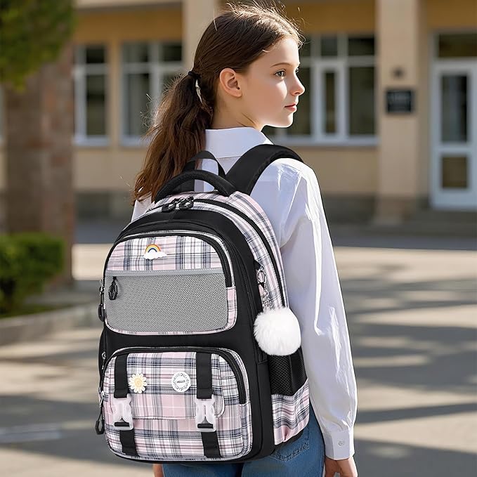 MOMUVO Girls Backpack with Lunch Box, Backpack and Lunch Box Set, School Bags for Girls Kindergarten Elementary Preschool Middle