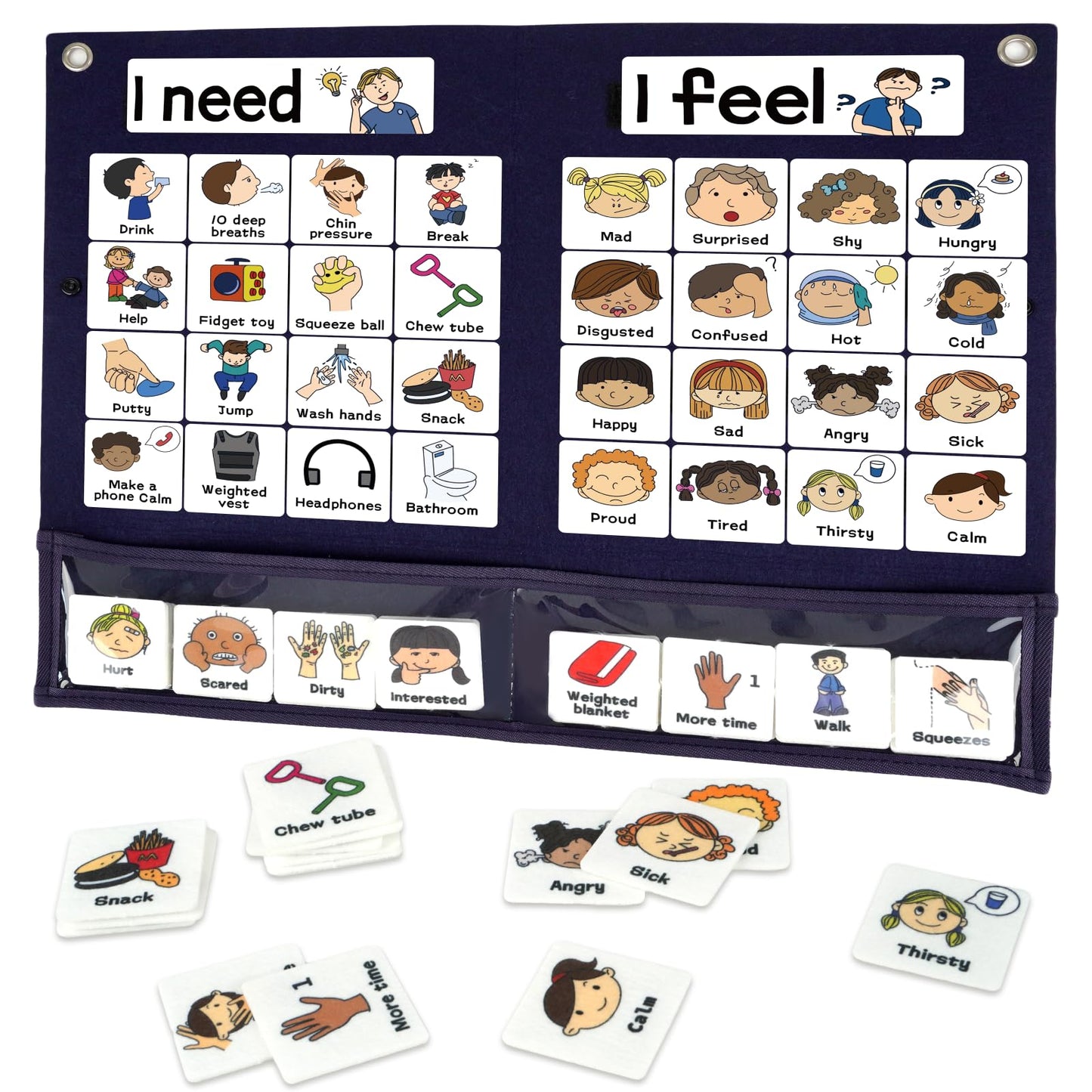 CHEFAN Feelings Chart, Calm Down Corner Supplies, Daycare Essentials, Social Emotional Learning Activities, Autism Learning Materials, ADHD Tools for Classroom Daycare & Home