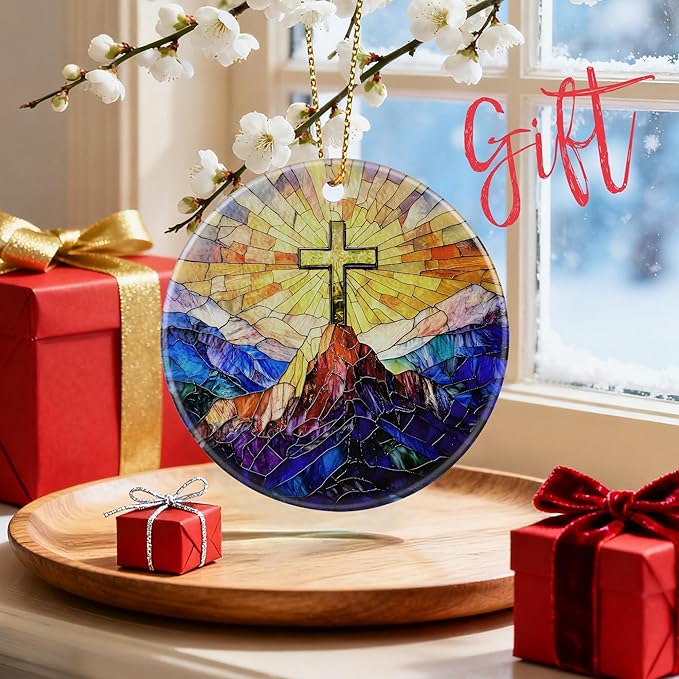 Christian Cross Ornament, Christmas Ornaments, Christmas Decorations | Christian Holiday Decor, Jesus Home Decor, Easter Faith Cross Gifts, Religious Gifts, Gift Exchange & Gift Idea, Giftbox Included