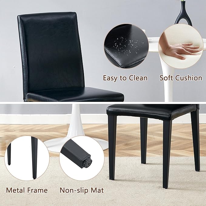 Glass Dining Table Set for 4, 63” Kitchen Table Set for 4, Modern Dining Room Table Set with Upholstered Chairs, Tempered Glass Tabletop with Y Shape Base