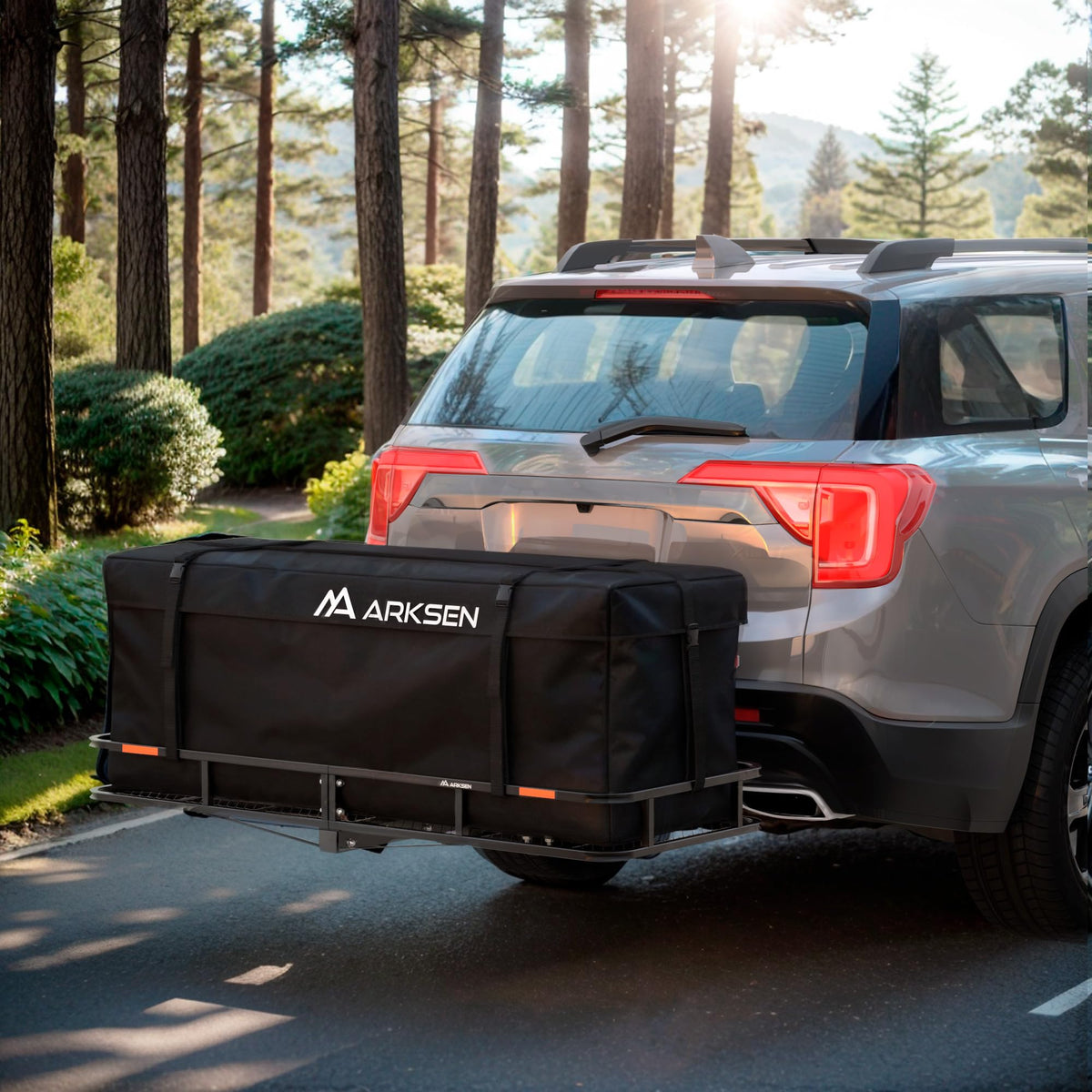 ARKSEN 60" x 23" x 5.5" Folding Hitch Cargo Carrier Basket with Net, 500 Lbs Heavy Duty Rear Trailer Hitch Cargo Rack Fits 2" Receiver for SUV, Truck & Van, Ideal for Camping & Travel