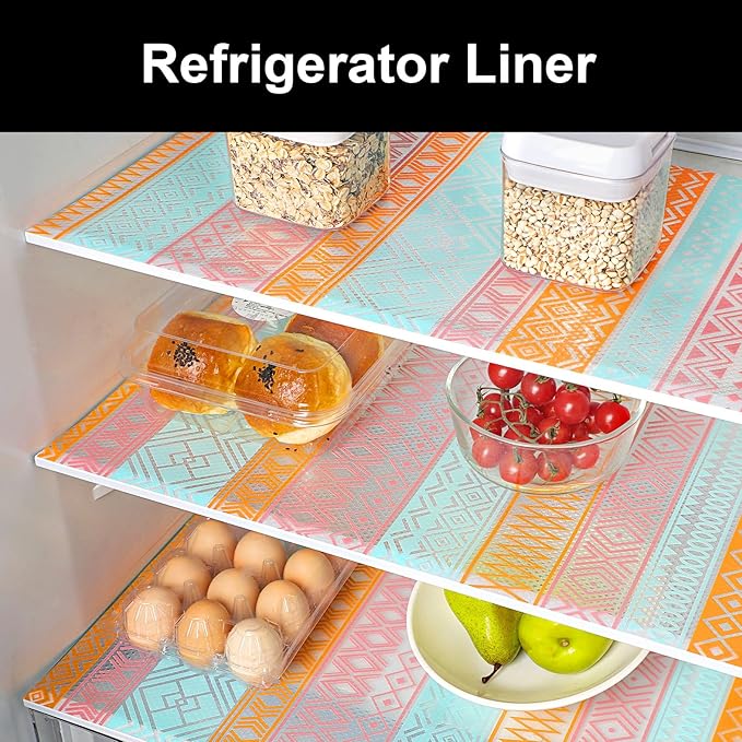 Cooyes Shelf Liners for Kitchen Cabinets, Refrigerator Liners Waterproof & Oil-Proof Kitchen Cupboard Liner Drawer Mats EVA Material Non Adhesive Fridge Liner for Shelves(23.6" W x 360" L)