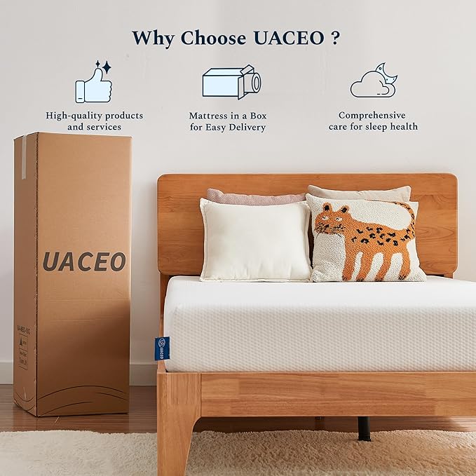 Queen Mattress, 6 Inch Memory Foam Mattress in a Box, Fiberglass Free Queen Size Mattresses for Pressure & Pain Relief, Soft and Comfortable