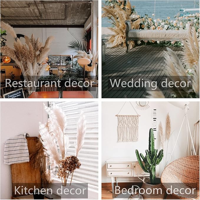 40" inch 10 Stems Natural Pampas Grass Decor Tall, pompas Grass, Tall Pampas Grass for Wedding, Party, Farmhouse, Boho Home Decor