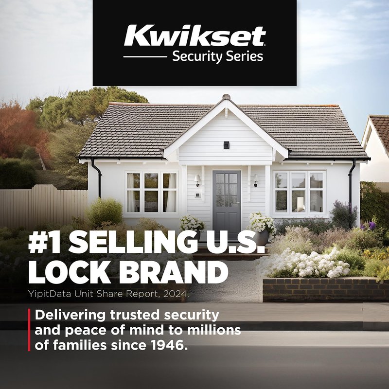 Kwikset Tylo Entry Door Knob with Lock and Key, Secure Keyed Handle Exterior, Front Entrance and Bedroom, Satin Nickel, Pick Resistant SmartKey Rekey Security and Microban