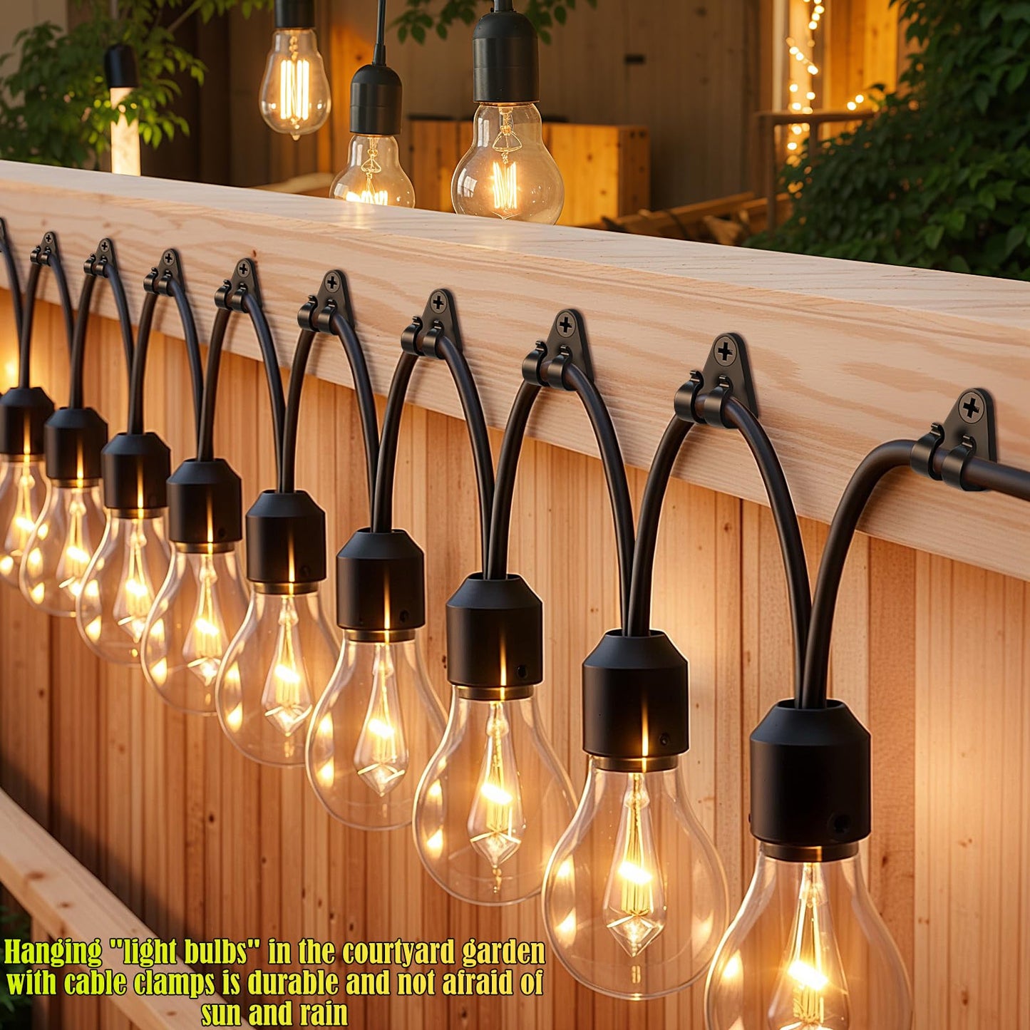 Lewufe Hooks for Outdoor String Lights Clips, Christmas Light Clips Weatherproof, Lights Hanger Hooks for Hanging Christmas Light, Fairy Light, Cable, Holiday Decor - Black, 50 Pack