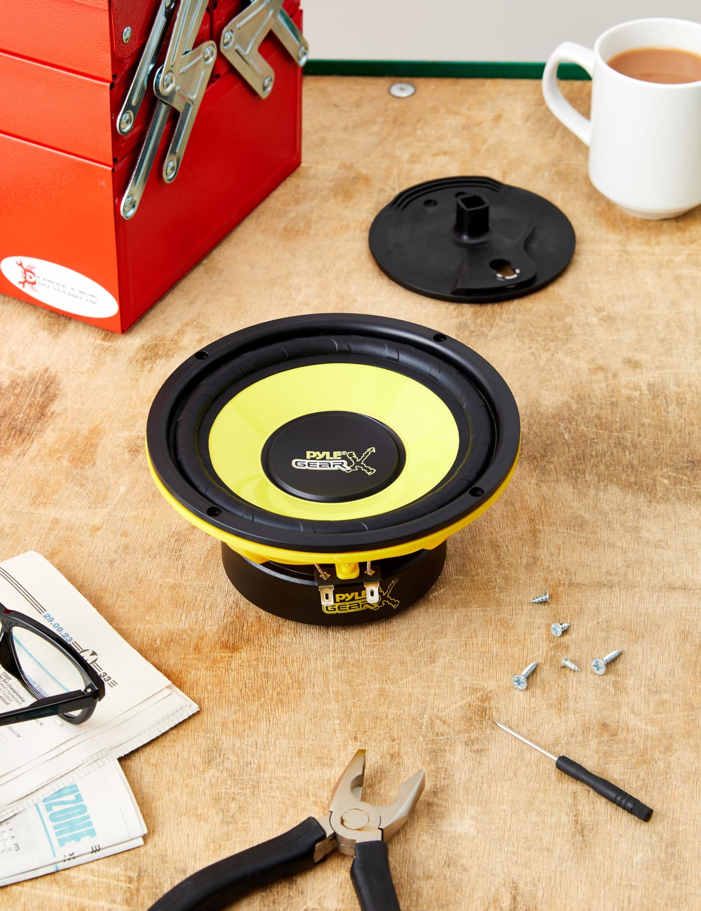 Pyle 6.5 Inch Mid Bass Woofer Sound Speaker System - Pro Loud Range Audio 300 Watt Peak Power w/ 4 Ohm Impedance and 60-20KHz Frequency Response for Car Component Stereo PLG64,Yellow