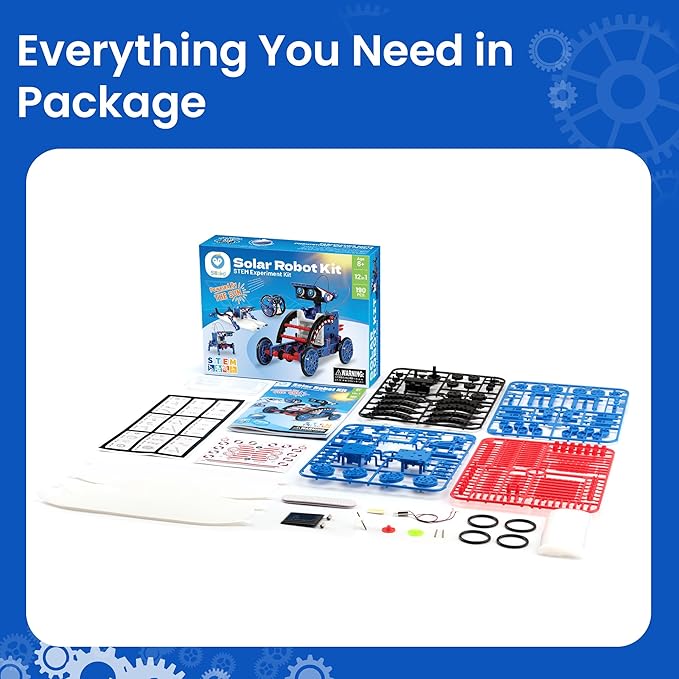 Sillbird Solar Robot Building Kit STEM Gift for Boys Aged 8-12, 12-in-1 DIY Science Educational Robotic Toys for Kids Teens Birthday, Powered by The Sun with 190 Pieces