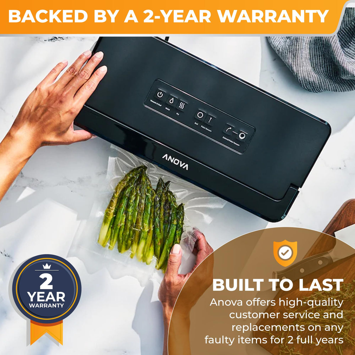 Anova Culinary Precision Vacuum Sealer Pro, Includes Large Bag Roll (19ft), Wet & Dry Dual Food Vacuum Sealer Machine for Sous Vide and Long-Term Storage, 2-Year Warranty