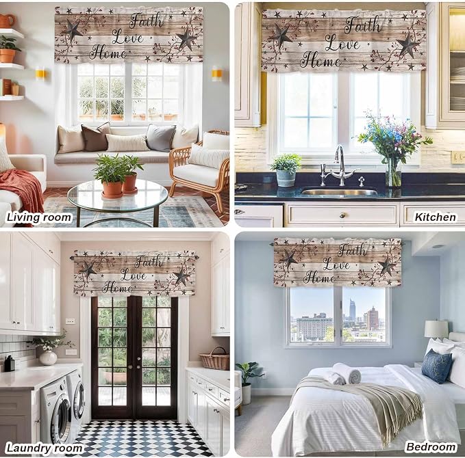 Rustic Star Brown Curtain Valances