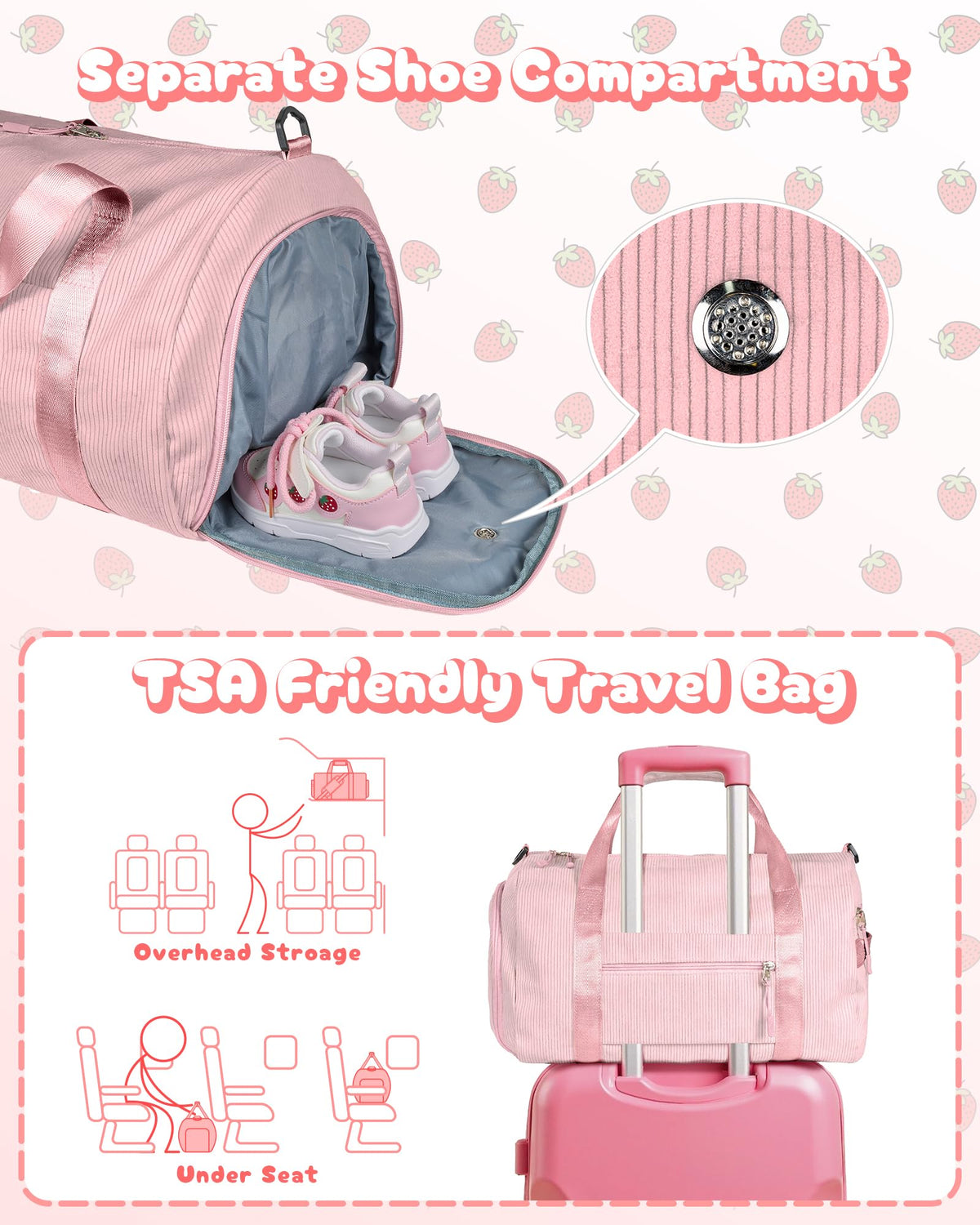 Vogewood Birthday Gift for Daughter, Girls Gym Bag, Kids Personalized Dance Bags with Shoe Compartment, Customized Travel Duffle with Toiletry Bag, Preppy Things for Girl 10-12 (Letter Z)