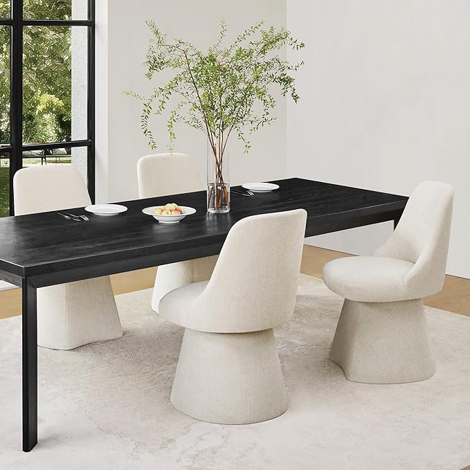 Swivel Dining Chairs Set of 1, Upholstered Mid Century Modern Deskchair with High Back, Linen Fabric Kitchen Chairs for Dining Room, Bedroom, Dressing Room, Linen
