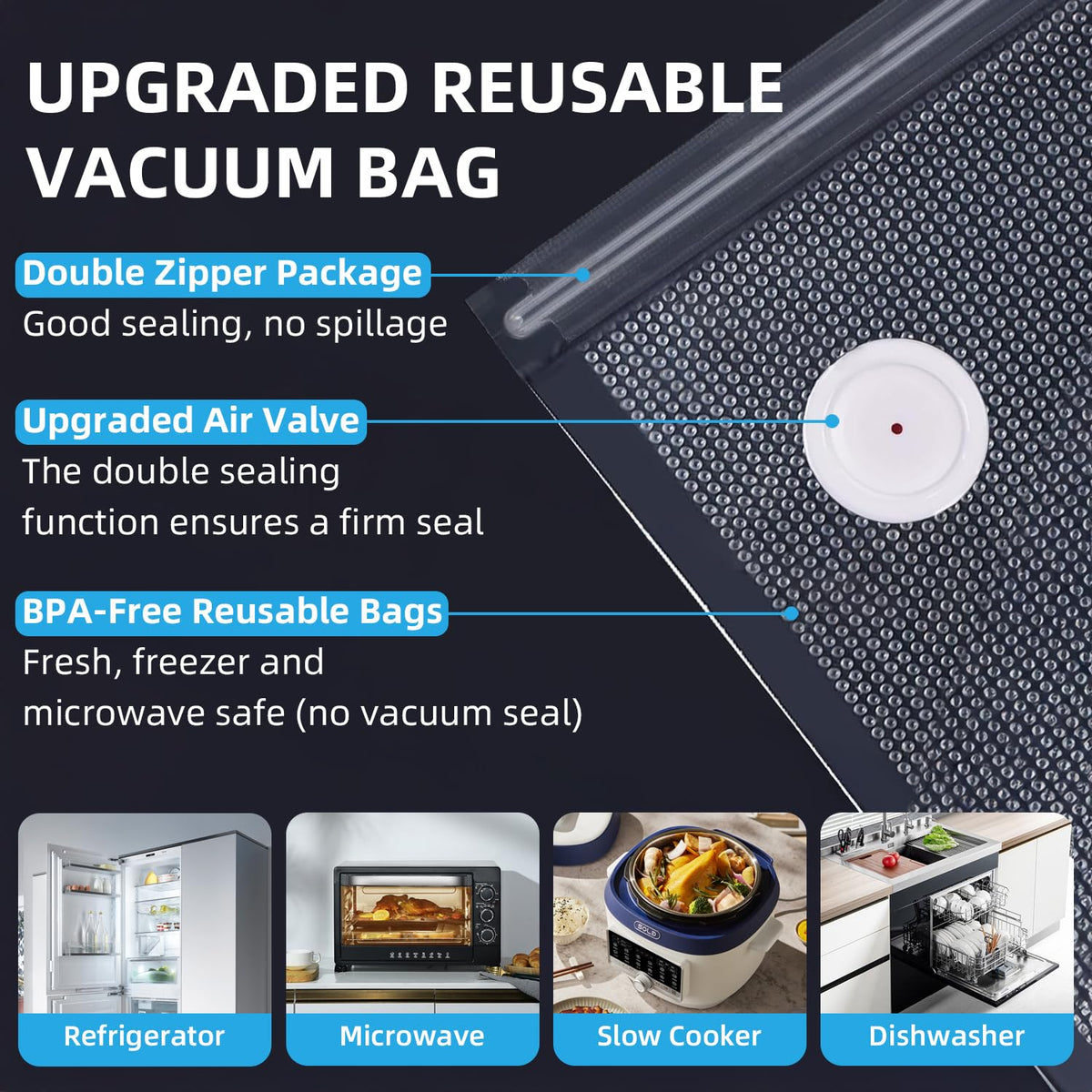 Vixino Vacuum Sealer, vacuum sealer for food, handheld vacuum sealer(Vacuum Sealers+ 30 reusable vacuum seal bags)