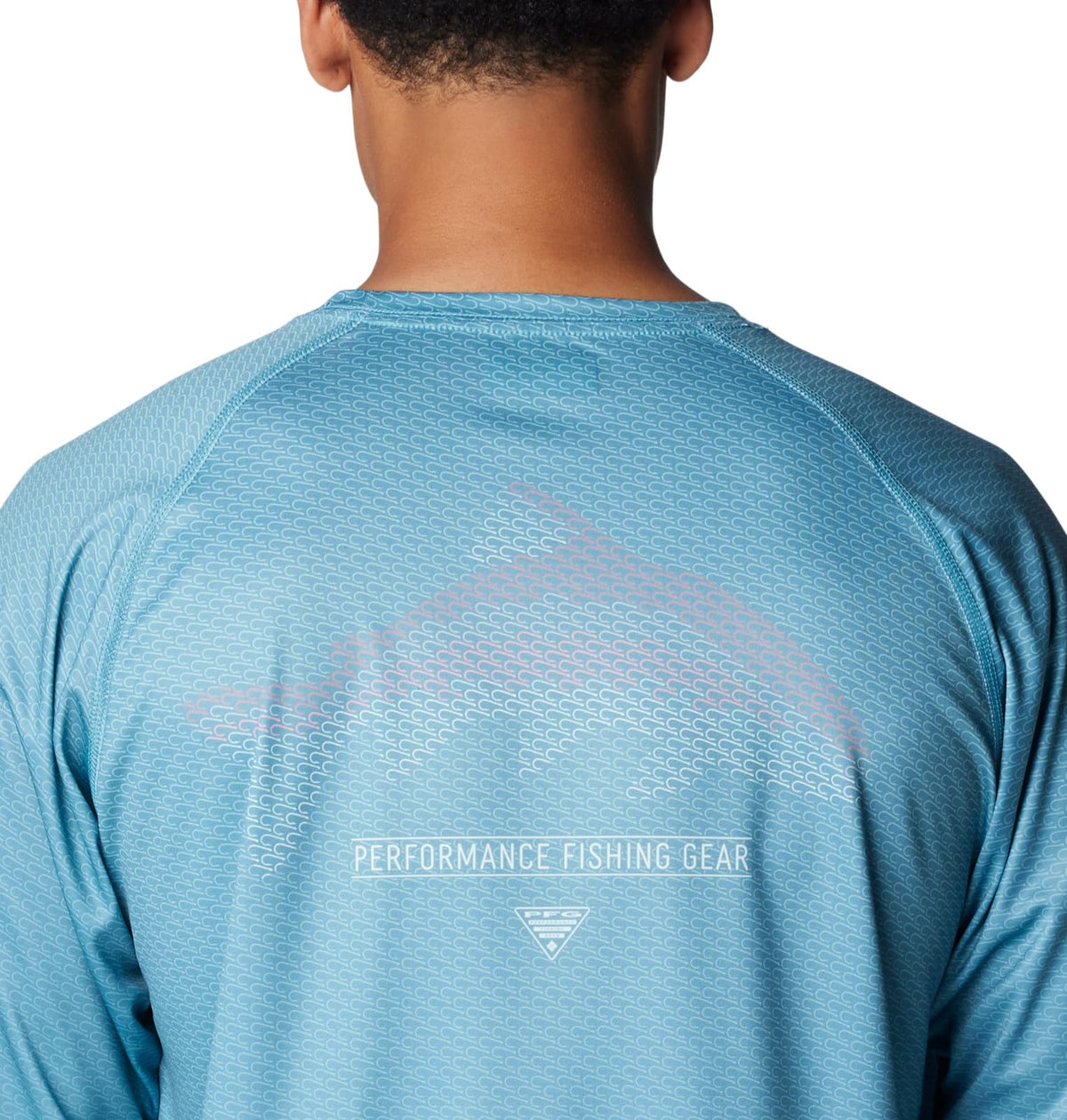 Columbia Men's Super Terminal Tackle PFG Super Fade Long Sleeve, Canyon Blue/Fish Hooks Super Fade, X-Large
