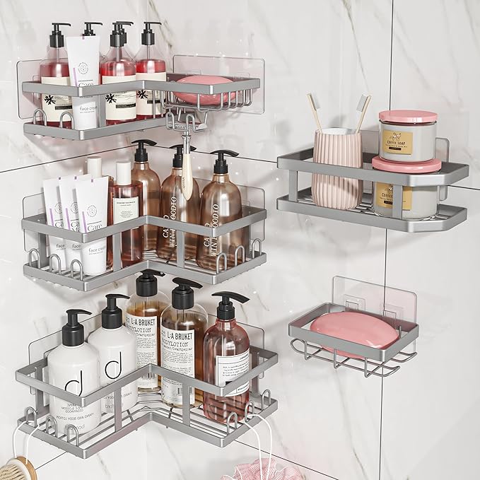 Corner Shower Caddy-Organizer for Bathroom, Silver