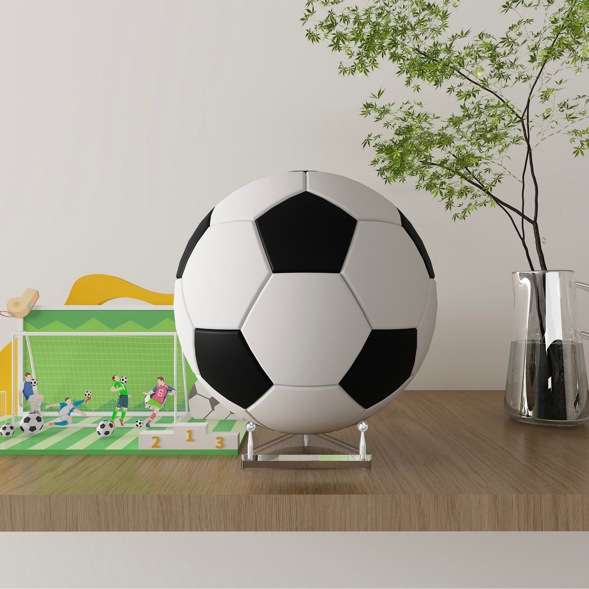 SVENJBB Clear Acrylic Basketball Holder, Display Stand for Football, Soccer, Volleyball, Acrylic Ball Stand with Rubber Feet and Silver Pegs for Displaying Sports Memorabilia, 4 Pack