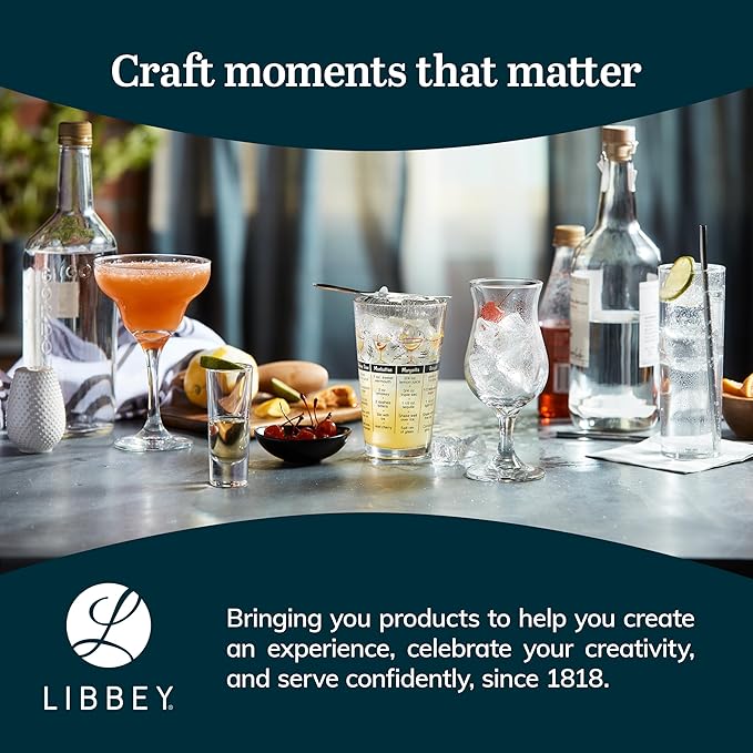 Libbey Heavy Base Drinking Glasses Set of 8, 15.5 Oz Elegant, Weighted Clear Water Glasses, Dishwasher Safe Glass Cups Set for Parties, Birthdays