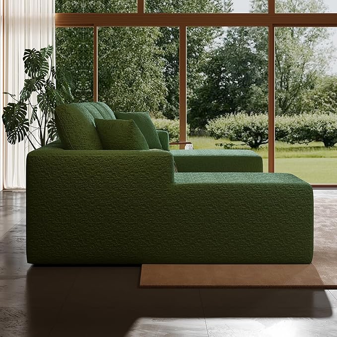 140" Modular U-Shaped Sectional Sofa, 7-Seater Cloud Couch with Double Chaise, Modern Sleeper Sofa,No Assembly Sectional Cloud Boneless Sofa Couches for Living Room/Apartment