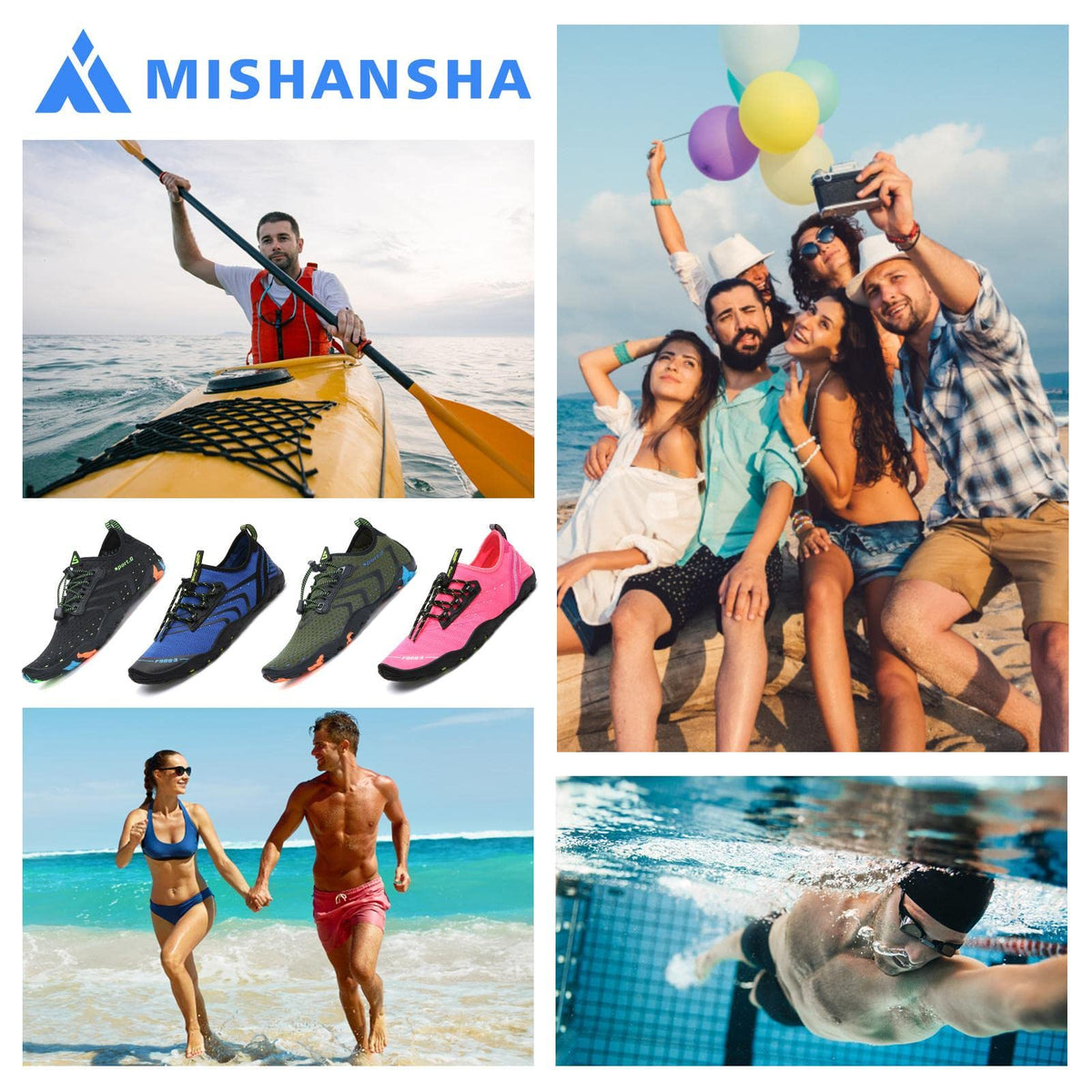 Mishansha Water Shoes for Women Men, Quick-Dry Barefoot Swim Shoes with Drainage Holes, Lightweight Aqua Shoe for Beach Pool River Boating Yoga Walking 8 Women/6.5 Men Purple