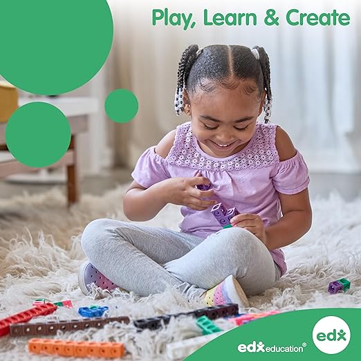 edxeducation Four Color Plastic Base Ten Blocks - 121 Pieces - Hands-on Math Manipulative for Kids - Teach Number Concepts, Place Value and Measurement - Math Learning Tools for Kids