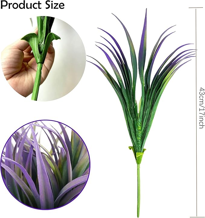 8 Pcs Outdoor Fake Plants UV Resistant Artificial Tall Grass Plants Faux Tropical Flowers Bushes Décor Fall Winter Summer Planters Patio Front Door Porch Plastic Greenery & Shrubs Decoration