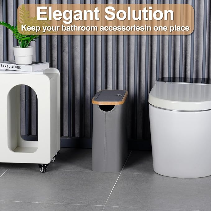 efluky Toilet Paper Basket 28L, Toilet Paper Storage with Lid for Bathroom, Free Standing Holder Organizer Holds Up to 9-12 Rolls, Grey