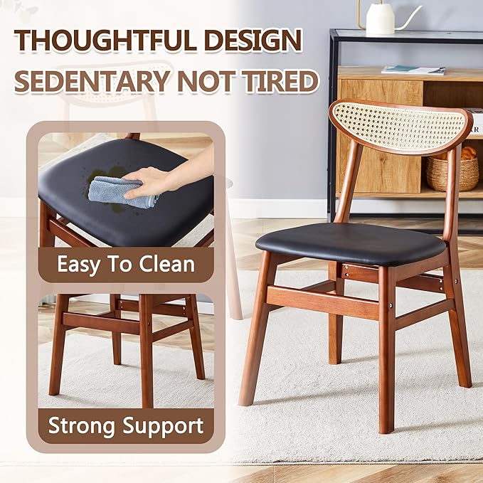 45 Inch Round Dining Table Set for 4, 5 Piece Kitchen Table and Chairs Set, Wooden Table with Light Walnut Finish, Small Space Dining Set for Apartment or Dining Room