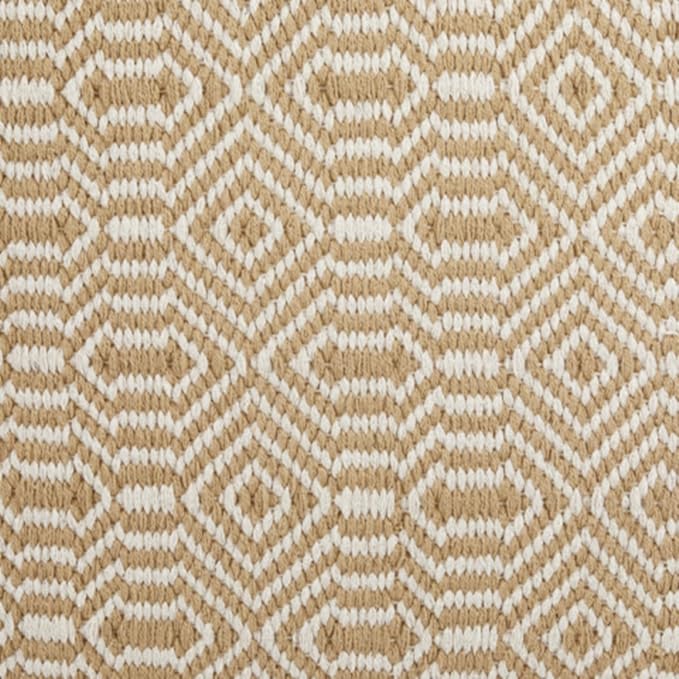 Signature Design by Ashley Adamont Casual Handwoven Geometric Pouf, Beige & White