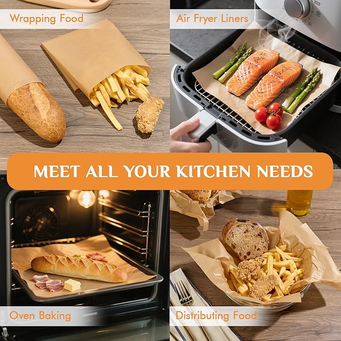MUCHII 200 Pcs Parchment Paper Sheets for Baking, Precut Non-Stick