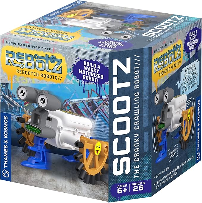 Thames & Kosmos ReBotz: Scootz – The Cranky Crawling Robot | Build a Wacky Motorized Robot! | Collect All 4 | Combine to Make New Robotic Creations | Great Stocking Stuffer, Easter Basket Goodie