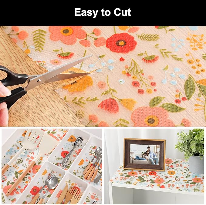 Cooyes Shelf Liner – Premium Non-Adhesive Cabinet & Drawer Liner for Kitchen – Waterproof Shelf Paper with Modern Pattern – Durable EVA Cabinet Mat – Easy to Cut (17.5" W x 78.7" L)
