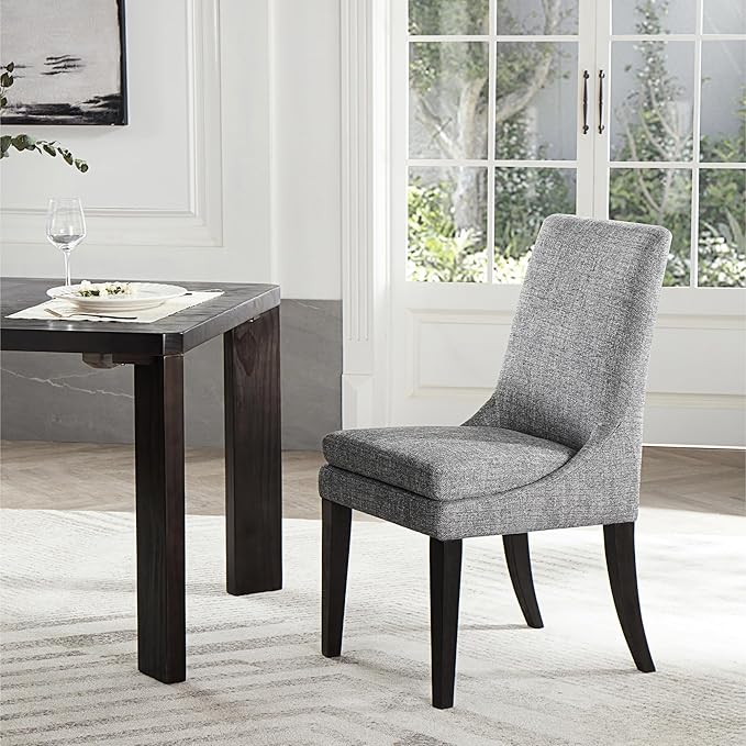 Upholstered Dining Chairs Modern Sidechair Performance Fabric High Back Armlesschair for Diningroom Kitchen,Dark Grey,Set of 4(2 Box)