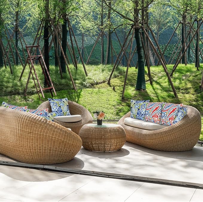 JMGBird Outdoor Pillows Waterproof Set of 2 Outdoor Throw Pillows with Insert Included 18×18 Inch Outdoor Pillow for Patio Furniture