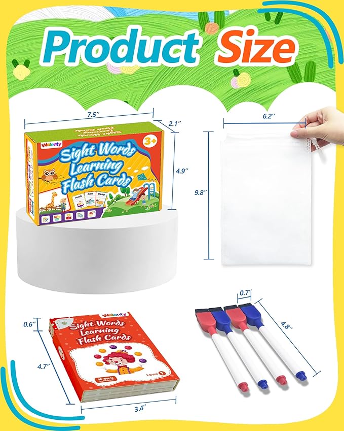 Sight Words Flash Cards Kindergarten, 250 Dolch Sight Word Writing Reading Spelling Games, Preschool Kindergarten Toddler Learning Activities, Homeschool Supplies Educational Toys for Kids Ages 3+