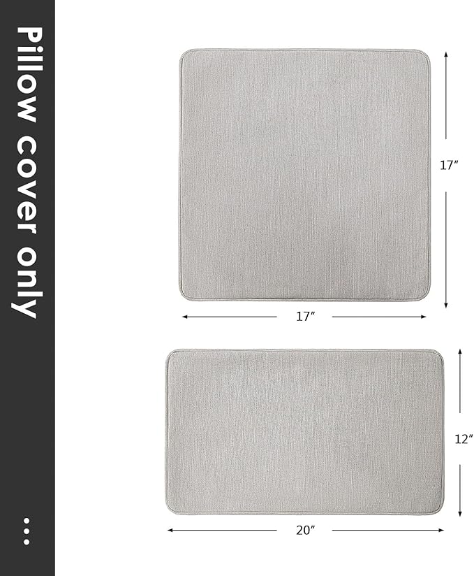 Outdoor Sunbrella Decorative Throw Pillow Covers Only, Pack of 4, 17"x17" & 20"x12" Water Repellent Replacement Lumbar Pillow Case for Patio, Couch, Sofa and Patio Furniture, Specrtum Pebble