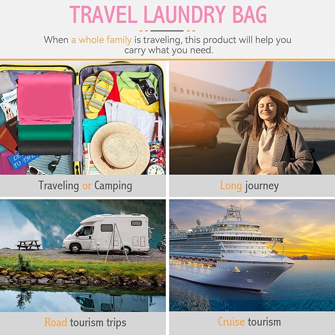 Extra Large Heavy Duty Laundry Bag - 28" x 40", Travel Laundry Bag for Dirty Clothes (Pink)