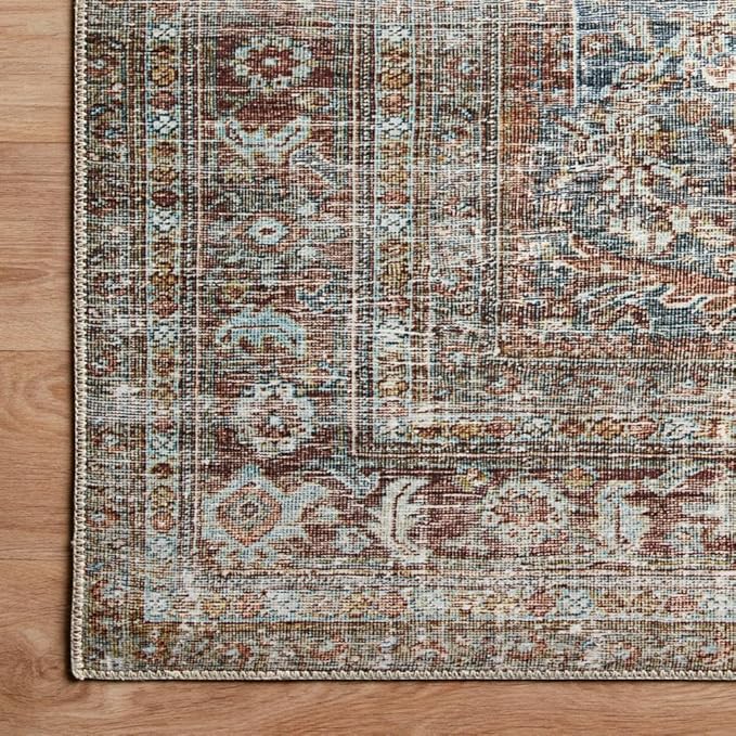 Loloi Chris Loves Julia Jules Collection JUL-05 Lagoon/Brick 8'-6'' x 11'-6'', .13" Pile Height, Area Rug
