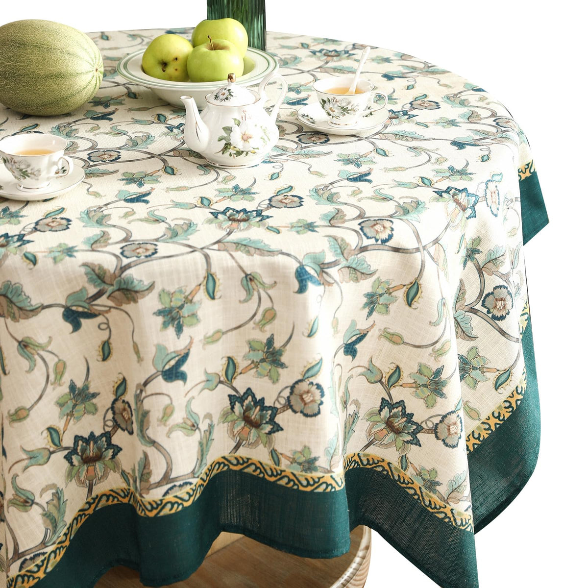 patdrea Vintage French Linen Tablecloth,Round,Diameter 67"-Wensel