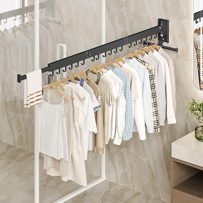 Wall Mounted Clothes Hanger,Clothes Drying Rack,Laundry Drying Rack,Clothes Rack Wall Mount,Drying Rack Clothing,Laundry Rack,Folding,Retractable,Collapsible,can Fold Upward & Left & Right