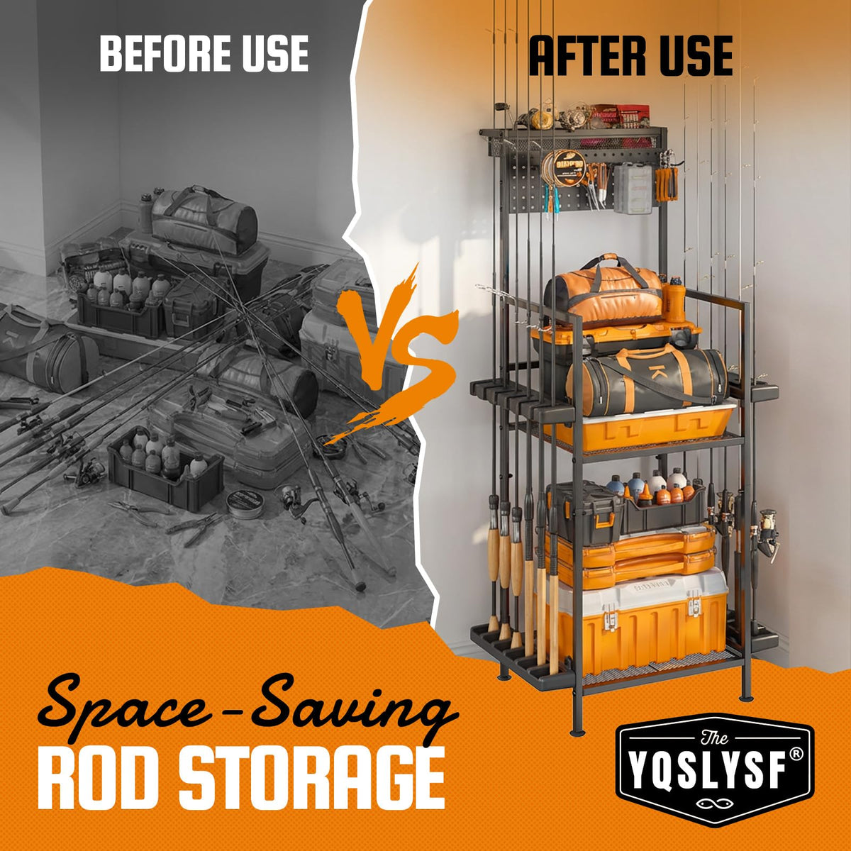 YFFSRJDJ Fishing Rod Holder, Garage Fishing Pole Storage Rack Organizer