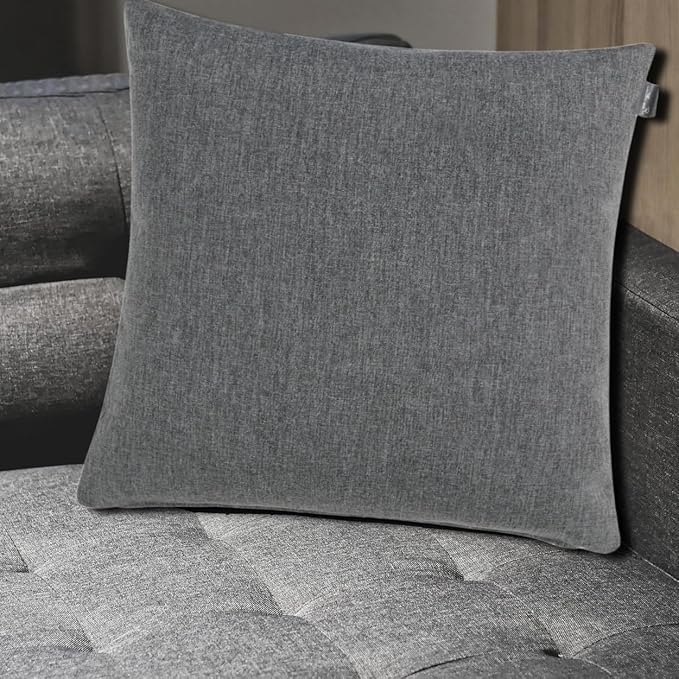 FUNHOME Outdoor Indoor Throw Pillows 18”x18”, Set of 2 Decorative Throw Pillows with Inserts, All Weather Water-Repellent Square Pillows for Bed, Couch, Sofa and Patio Furniture-Grey