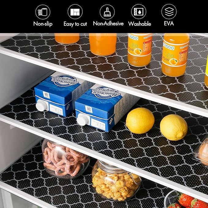 Cooyes Shelf Liner for Kitchen Cabinets – Non-Adhesive Waterproof Drawer Liner – Durable EVA Material Easy-to-Cut Shelf Paper for Refrigerator, Cupboard, Dresser with Modern Pattern