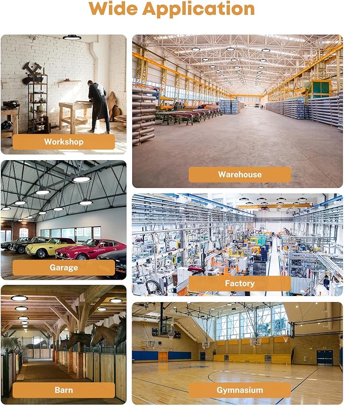 UFO LED High Bay Lights 150W 22500LM, 5000K 0-10V Dimmable High Bay Led Shop Lights AC100-277V with 5' Cable Plug, ETL Listed High Bay Light for Warehouse Garage Factory Gym Workshop Barn
