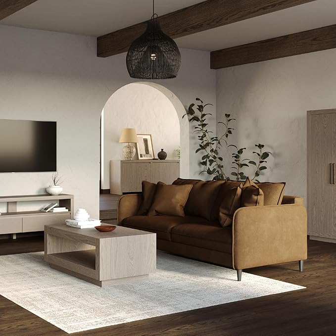 Maven Lane Artemis Coffee Table – 18 Inch Rectangle Table with Storage – White Solid Wood – Ideal for Living Room and Lounge