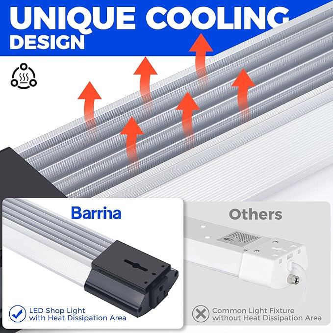 Barrina BS84 LED Shop Lights for Workshop 4FT, 84W, 10000LM, 6500K Utility Shop Lights, Pull Chain ON/Off, Hanging or Flush Mount, ETL, 10 Packs