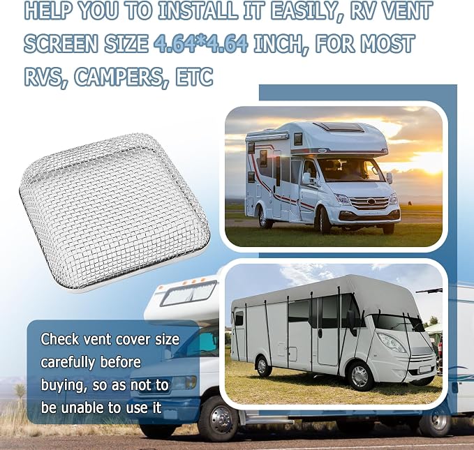 4.64×4.64 Inch RV Vent Cover Stainless Steel, RV Furnace Vent Screen &