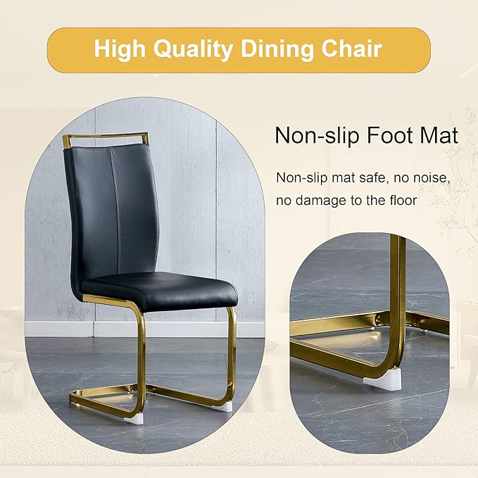 Dining Table Set for 6, Kitchen Table Chairs Set of 6, Modern Dining Room Set with 63 inch Marble Dinner Table PU Leather Upholstered Chairs for Dining Room Kitchen