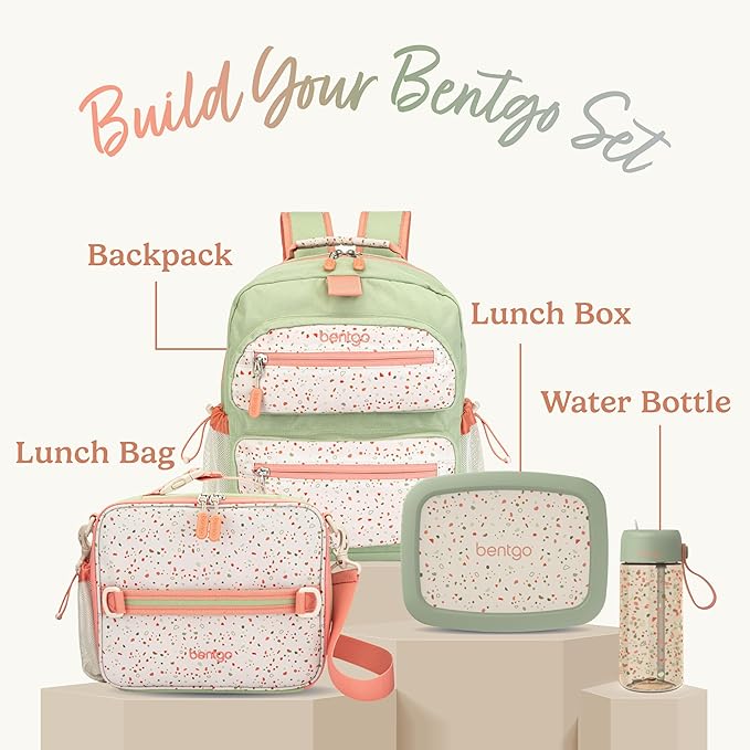 Bentgo Kids Backpack (Whimsy & Wonder Collection) - Lightweight 14’’ for School, Travel & Daycare - Ideal for Kids 4+, Durable & Water-Resistant, Roomy Interior, Loop for Lunch Bag (Geo Speckle)
